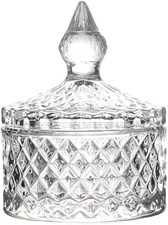 Glass Candy Storage Box Clear Sugar Dish With Lid Crystal Covered Bowl