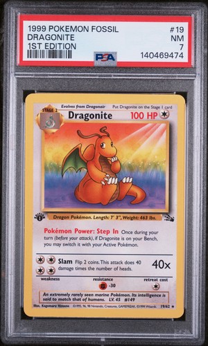 Dragonite (1st Edition) graded PSA 7 for sale on eBay
