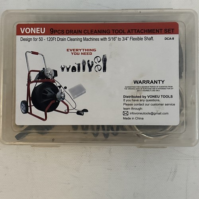 #ad Voneu 9 pcs. Drain Cleaning Tool Attachment Set Design for 50 120 ft. Machines $15.99