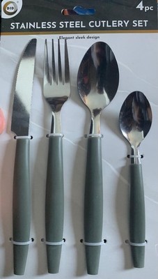 Besteckset Edelstahl 4 tlg Besteckset Gabel Löffel Teelöffel Set Küche