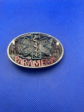 Vintage 1986 C J Pewter Belt Buckle Paramedic- Made in USA