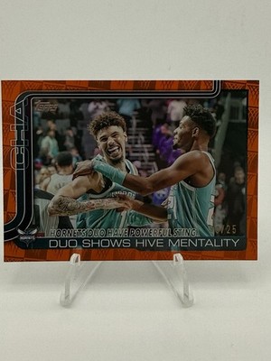 2025 Topps #283 Hornets Duo Shows Hive Mentality Orange /25