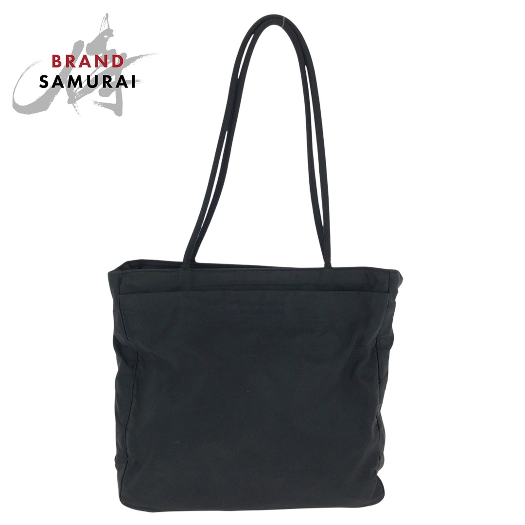 RARE PRADA Black Silver Nylon Tote Shoulder Bag with Tessuto Hardware for Women