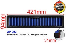 High-flow Drop-in Simota Air Filter For Citroen C4 Xsara Peugeot 206 307 Op-002