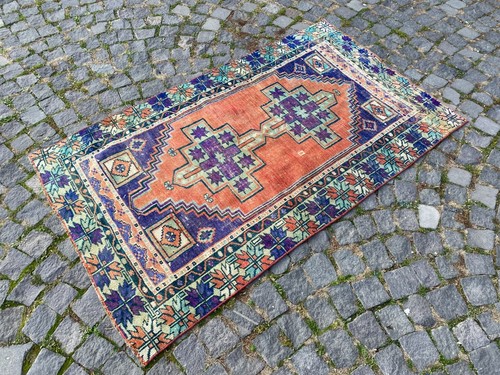 Handmade rug,Turkish rug,Bohemian area rug,Vintage rug,Carpet 3,3 x 5,7 ft - Picture 2 of 11