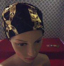 Black Gold CHAIN LINK PRINT UNISEX Kofia Hat African Kufi Cap XL MEN WOMEN NEW