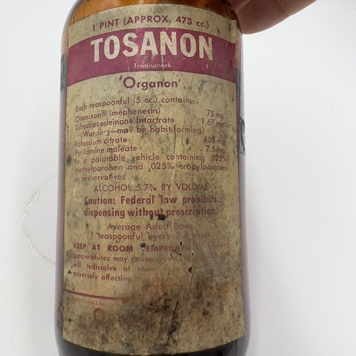 Vintage Organon TOSANON Amber Glass Bottle 6 3/4" 1 pint empty - Bild 2 von 4