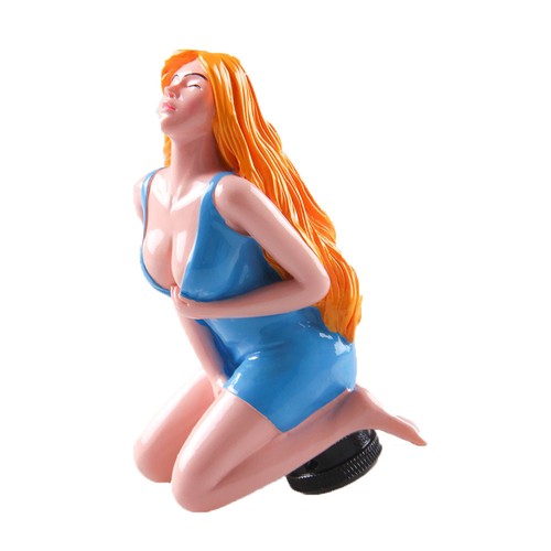 YELLOW Sexy Girl Lady Racing Manual Smooth Resin Gear Shift Knob Round w/Adapter - Picture 3 of 8