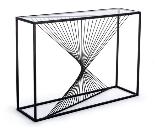 Mesa Pequeña De Sofá Salón Cuadrado Rectangular Vidrio Acero Moderno Design - Imagen 7 de 8
