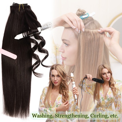 CLEARANCE 100% Human Hair Clip in Remy Hair Extensions Full Head 8PCS Blonde - Picture 4 of 38