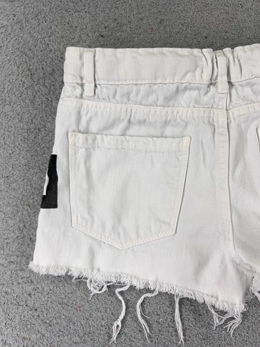 Zara Girls Shorts Girls 11 White Denim Jean Cutoff Button Fly Distressed - Picture 15 of 15