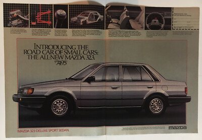 【マダオ】 Mazda 323 Deluxe Sport Sedan 1986 Vintage Print Ad 16x11 Inches