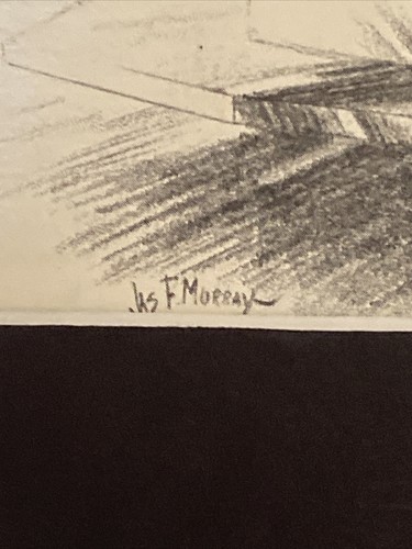 Vintage Jas F. Murray Old North Church Boston, Massachusetts Pencil Sketch Matte - Picture 6 of 17
