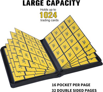 1000 card pokemon binder Jumbo 16-Pocket Holds 1000+ Cards | Includes 200 Sleeves MORABTO Premium 1000+ Pockets Card