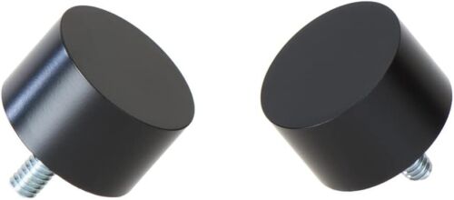 Black End Cap Finials for Curtain Rods of 7/8 and 1 Inch Diameter, Black 2 Pack