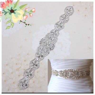 Braut Hochzeit Brautjungfern Kleid Kristall Perlen Schärpe mit cremeweißem Band Gürtel