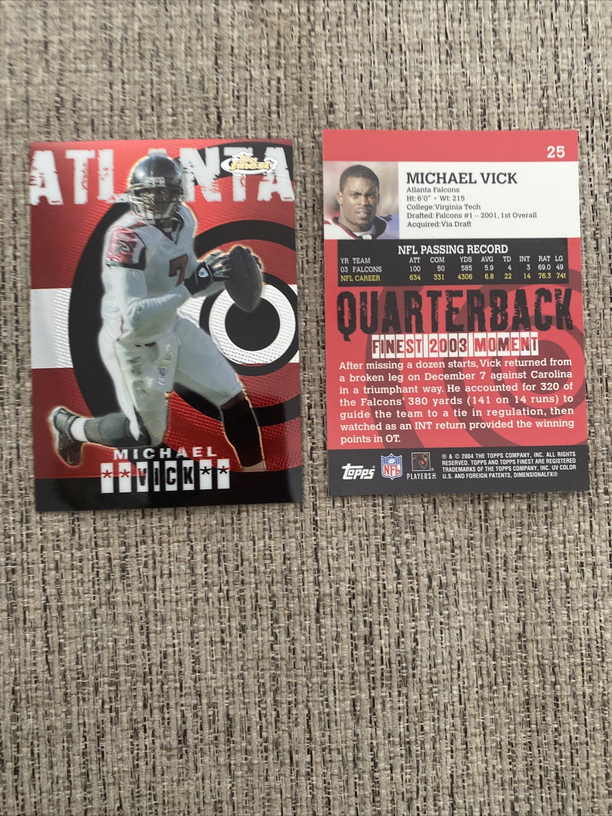 Michael Vick 2004 Topps Finest #25 *Excellent Condition*