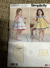 Simplicity S8854 Sewing Pattern Toddler Pinafore Dress Panties Size 1/2-4 UC