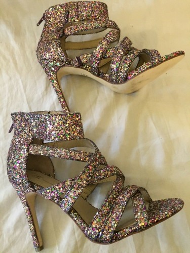 INC International Concepts Women’s shoes SLVER PRPLE GLITTER ANKLE STRP size 7.5 - Picture 4 of 10