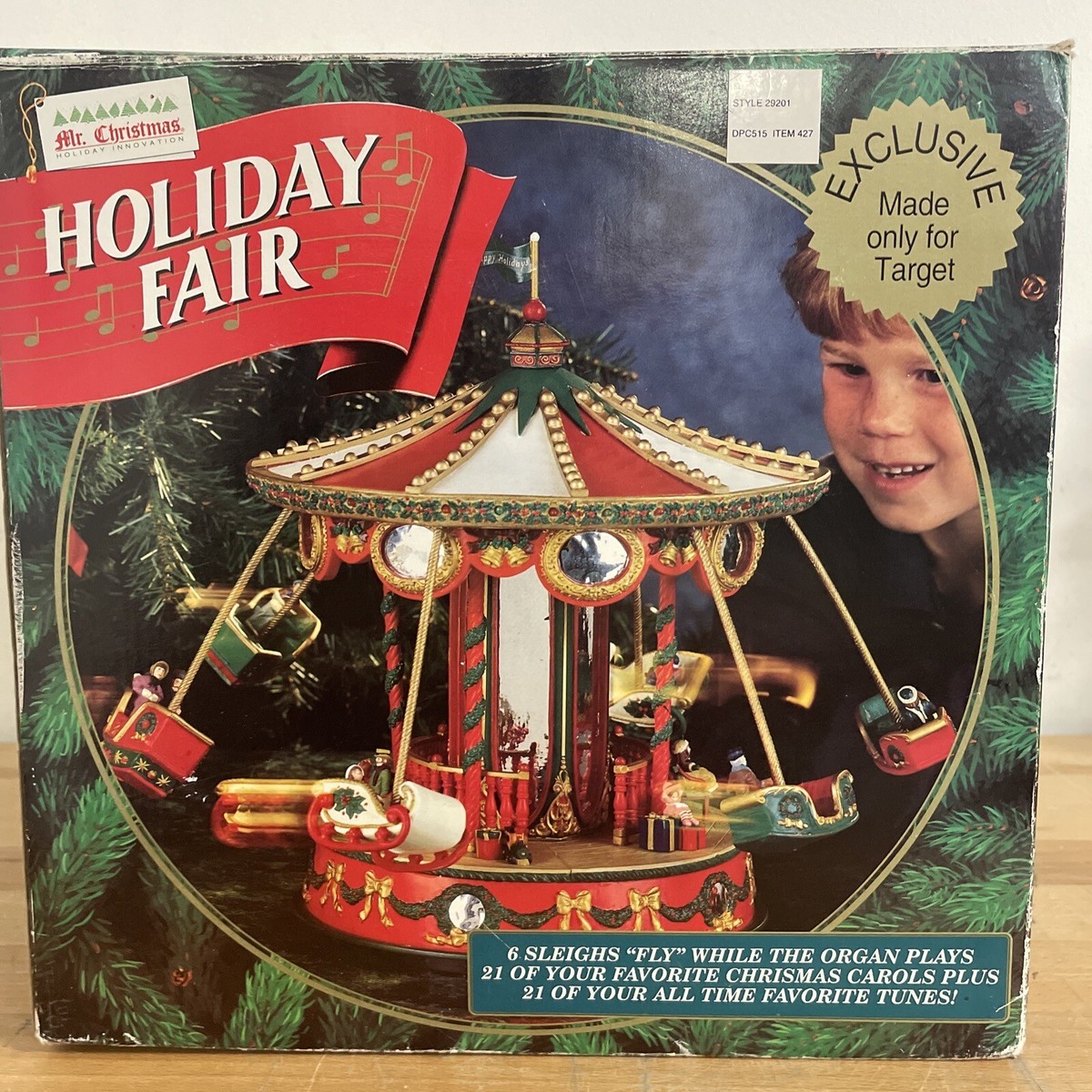 Vtg Mr Christmas Holiday FAIR CAROUSEL Flying Sleighs Merry Go