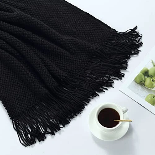  Farmhouse Couch Sofa Throw Blanket for Bedroom Living Room Black Dot - Image 4 of 4