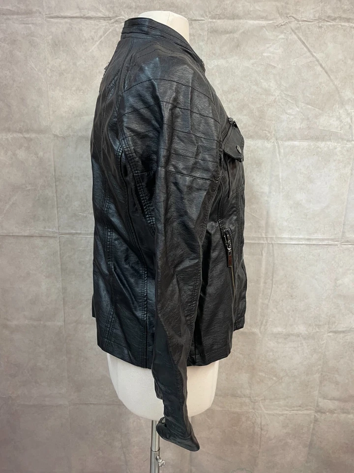 Vintage Apt. 9 Jacket Women's Black Faux LeatherFull Zip Size M - Image 4 of 4