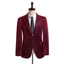 Herren Pailletten Anzug Set - Elegant Smoking Mit Einknopf Jacke Für Hochzeit & Party