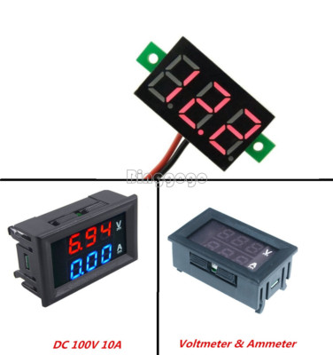 10A DC100V Voltmeter Ammeter Blue+Red LED Amp Dual Digital Red LED Voltage Meter