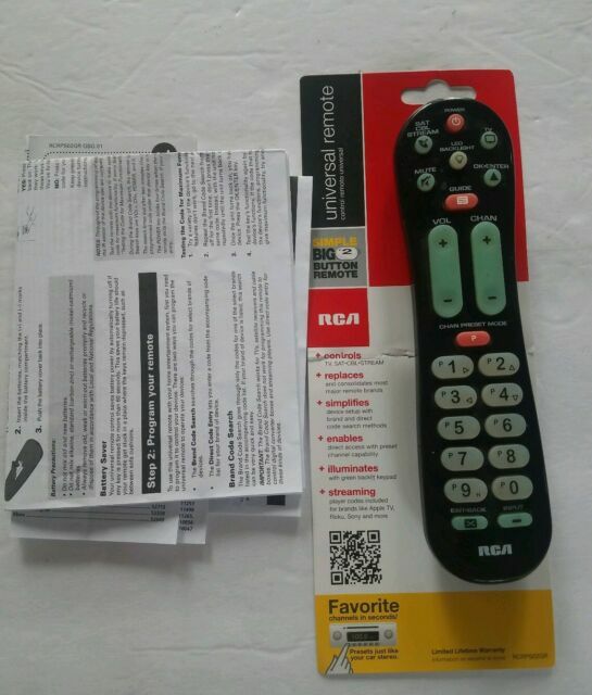 RCA RCRPS02GR Big Button Backlit 2 device Universal Remote Control For rca-rcrps02gr-big-button-backlit-2-device-universal-remote-control-for