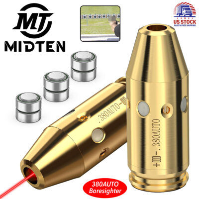 Brass Laser Bore Sight Kit 380AUTO Red Dot Boresighter Zeroing BoreSighting Tool