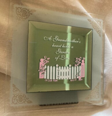 4 inch small decorative square mirror with stand Grandmother garden gift