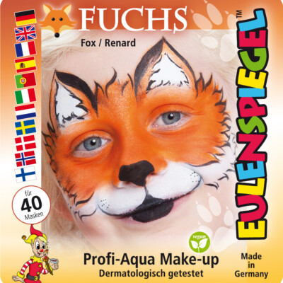 Eulenspiegel Motiv-Set Fuchs, Schmink-Set mit Schmink-Anleitung 4 Farben, Pinsel
