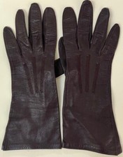 Women  s Dark Brown Leather Gloves. Size 6 1/2.