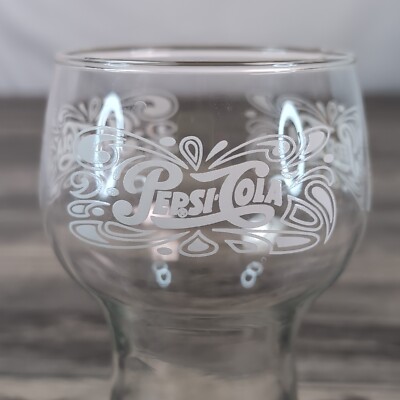 Vtg Pepsi Cola Soda Pop Logo Fountain Clear Drinking Glass 16 oz 6'' Tall Cup