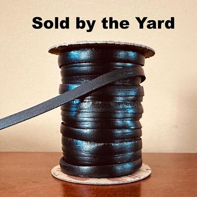 BLACK Kangaroo Leather Lace (Lacing) in 1/4 Inch (6mm) Width - LAST YARD LEFT
