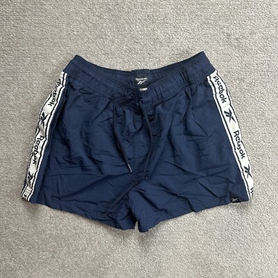 REEBOK Herren Badehose Badeshorts Gr M Beach Shorts Boxer Logo Retro 27411 Blau