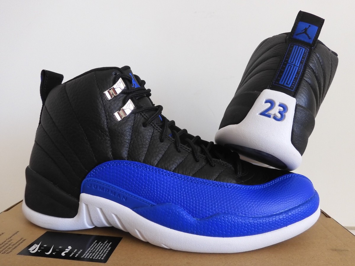 ビ*ス様 Nike Air Jordan 12 RETRO Black/Blue NIKE AIR JORDAN 12 RETRO BLACK-HYP ROYAL WOMENS SZ 11-MENS SZ 9.5