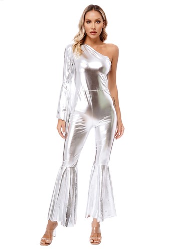 Women Catsuit Performance Jumpsuit Halloween Rompers Bell-Bottom Bodysuit Disco - 第 18/62 張圖片