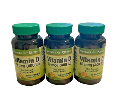 3 PACK Mason Vitamins People's Choice Vitamin D 10 mcg (400 IU)  90 Softgels