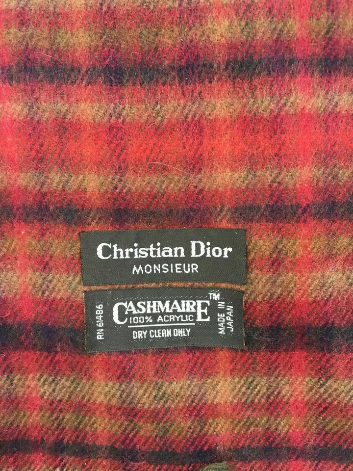 Christian Dior Monsieur Bufanda Cashmaire Rojo Cuadros - Flecos Foto 4 de 4