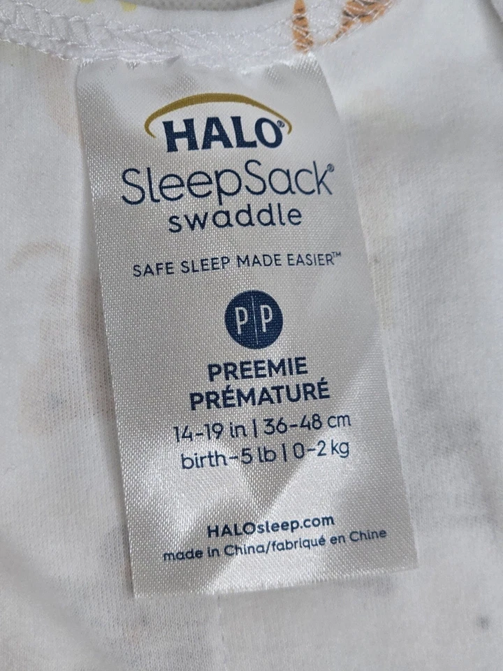 Saco de dormir HALO 100 % algodón pañal prematuro nuevo en caja recién nacido - 5 lb animales de la selva Foto 3 de 4