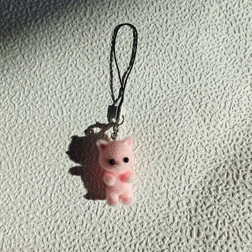 Cartoon Flocking Cat Pendant Phone Lanyard Cute Bear Doll Mobile Phone Strap - 第 7/16 張圖片