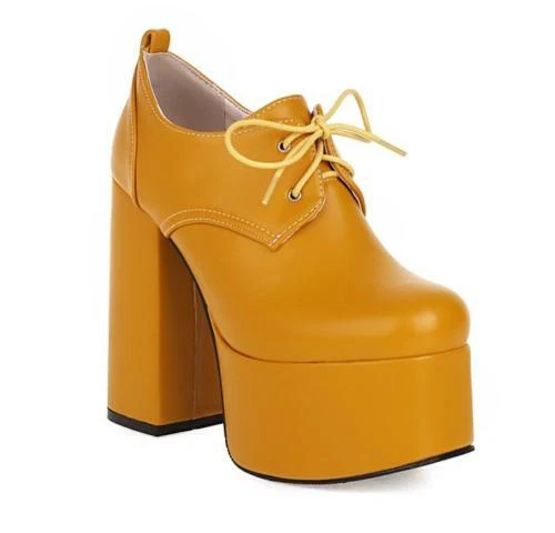 Women's Platform 14CM High Heels Shoes Round Toe Lace Up Party 44 45 46 Fashion - Image 3 of 4