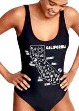 NWT Old Navy Women's Graphic Scoop-Back Swimsuit Size M - Black/White Graphic