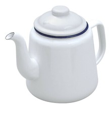 Falcon WHITE Enamel Tea Pot With Handle & Lid Teapot - Camping