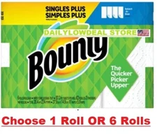 BOUNTY PAPER TOWELS - SELECT-A-SIZE 1,  6 ROLLS = 12 REG
