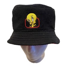 TWEETY Youth Bucket Hat Looney Tunes Warner Brothers Black/Red Polyester 1999