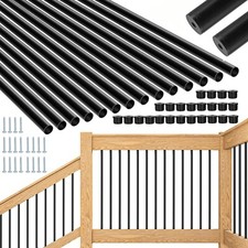 51 Pack 26" Deck Balusters, Hollow Round Aluminum Balusters for Deck Railing,...