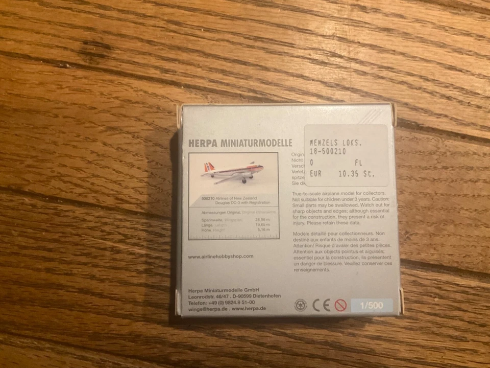 Herpa 1:500 Airlines of New Zealand Douglas DC-3 ZX-CAW 500210 Air New Zealand Foto 3 de 3