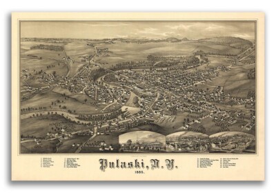 Pulaski New York 1885 Historic Panoramic Town Map - 16x24
